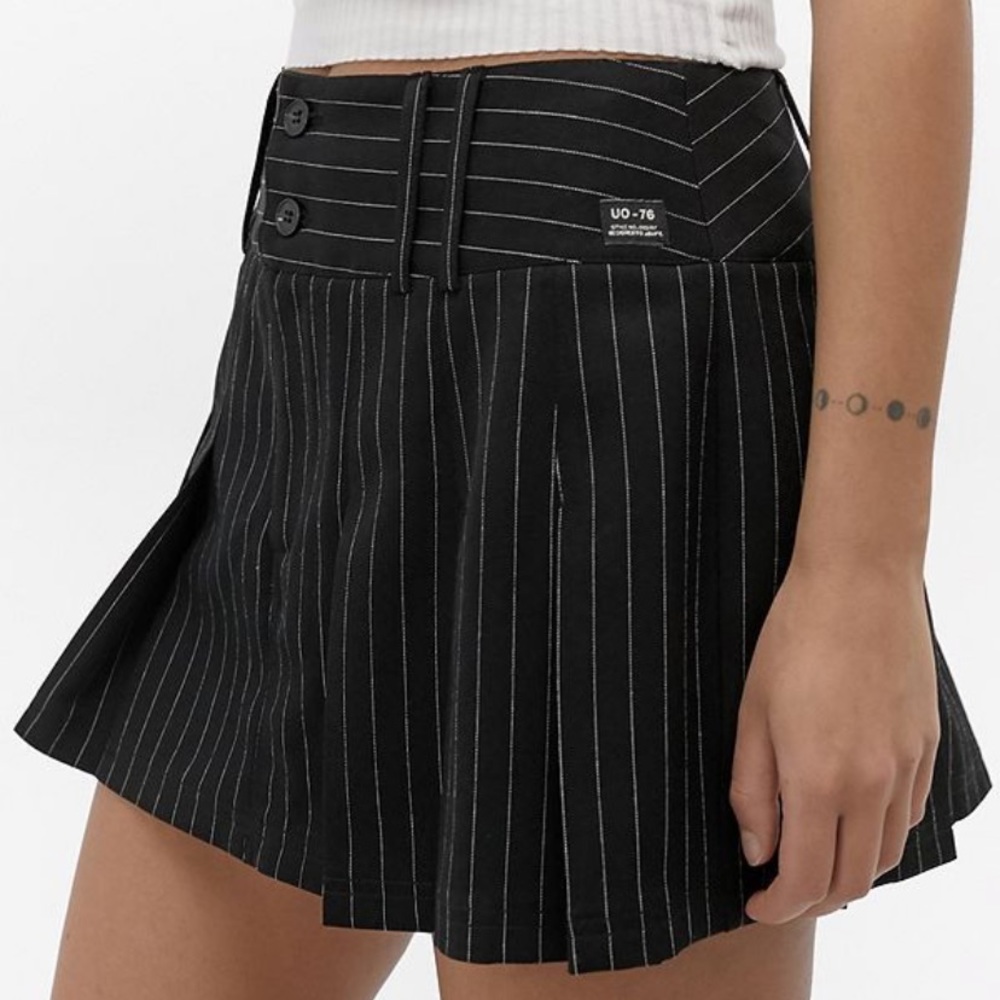 UO Pinstripe Kilt Mini Skirt